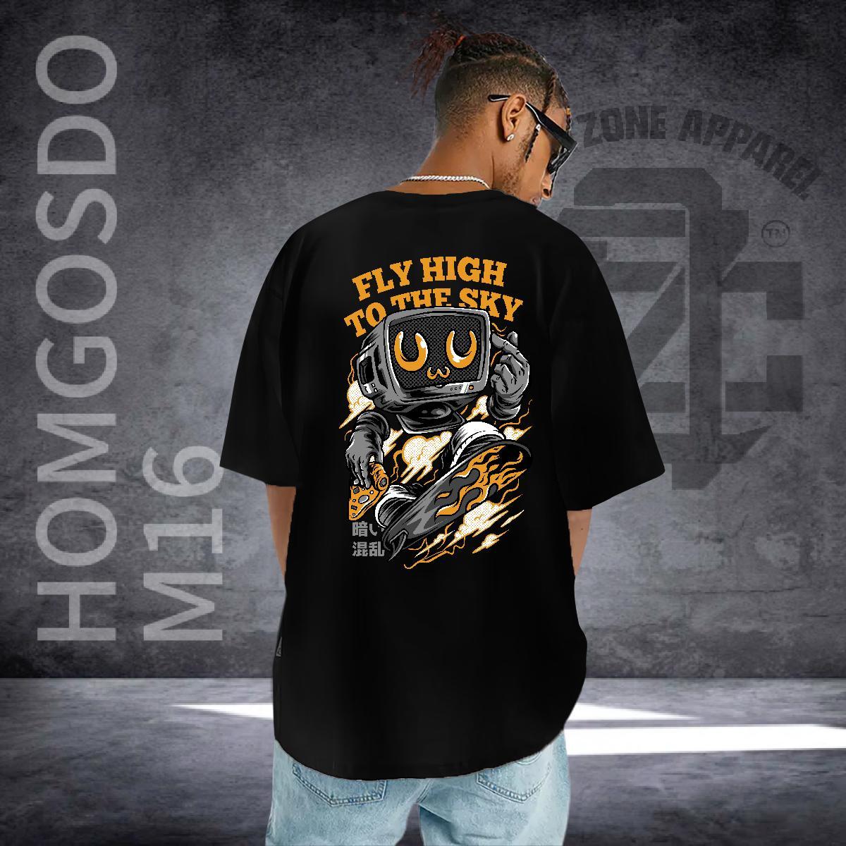 Casual New Mens T Shirts ET Top Tees 230g 100% Cotton Daily Wear Classic Cartoon Print O-Neck Short Sleeve Men Clothes T-Shirt