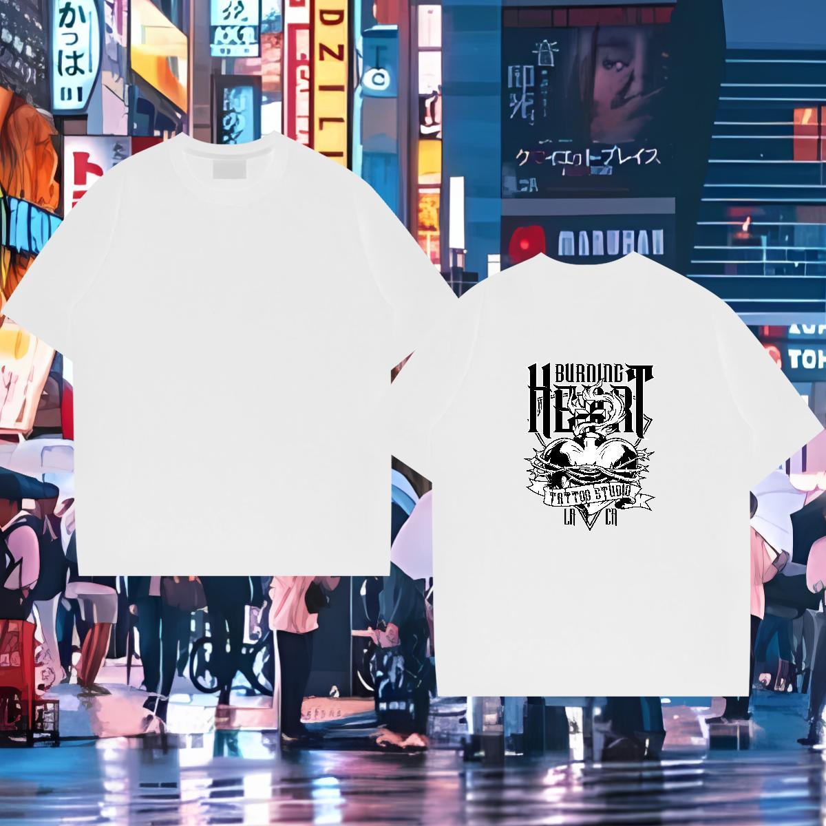 DIY Customized Man T Shirts logo Tees 230g Cotton Beach Unisex Cartoon Print Breathable Short Sleeve Men Tees
