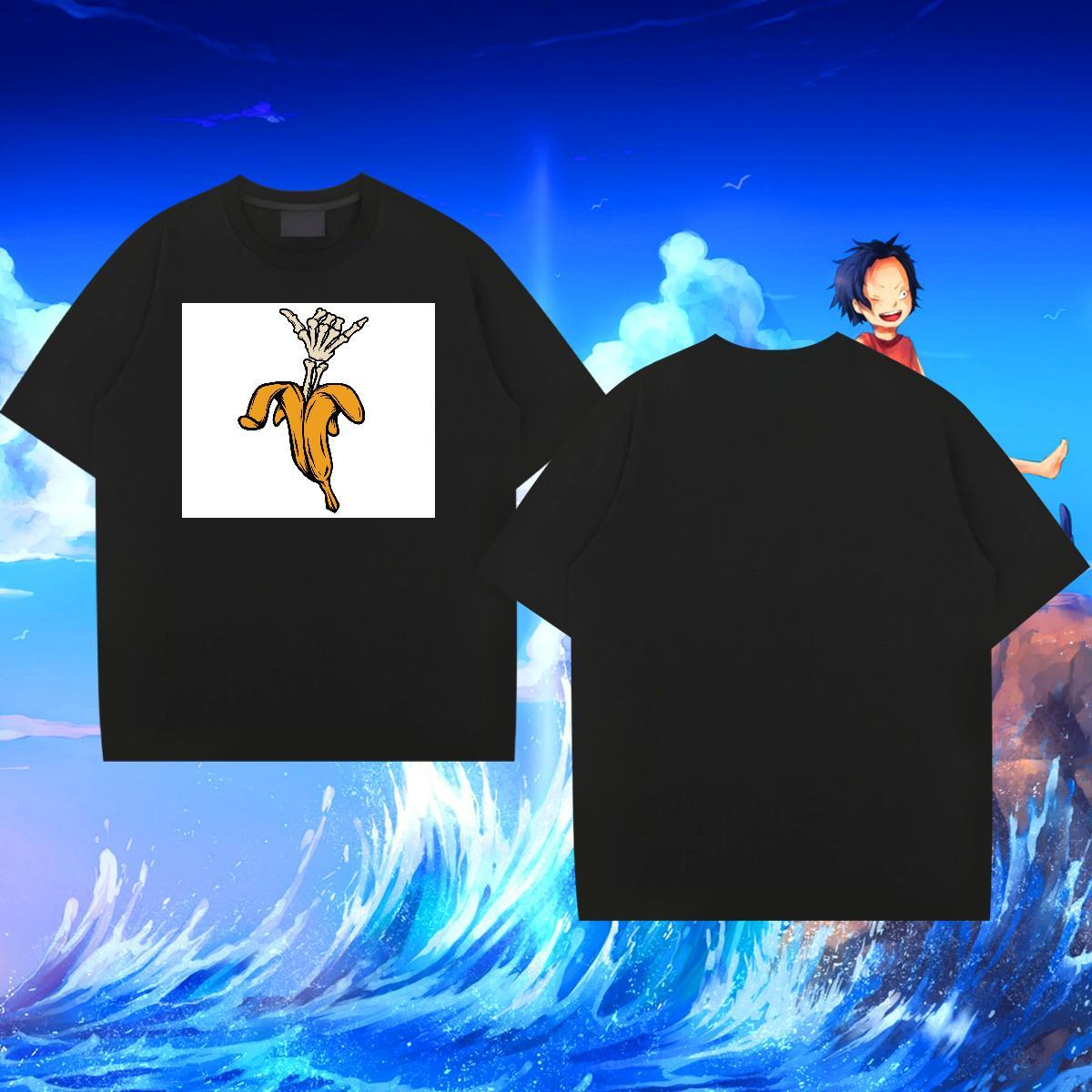 2024 Summer T Shirt For Man skull Tops Shirt 230g 100% Cotton Daily Wear Loose Anime Print Breathable Short Sleeve Couples T Shirts