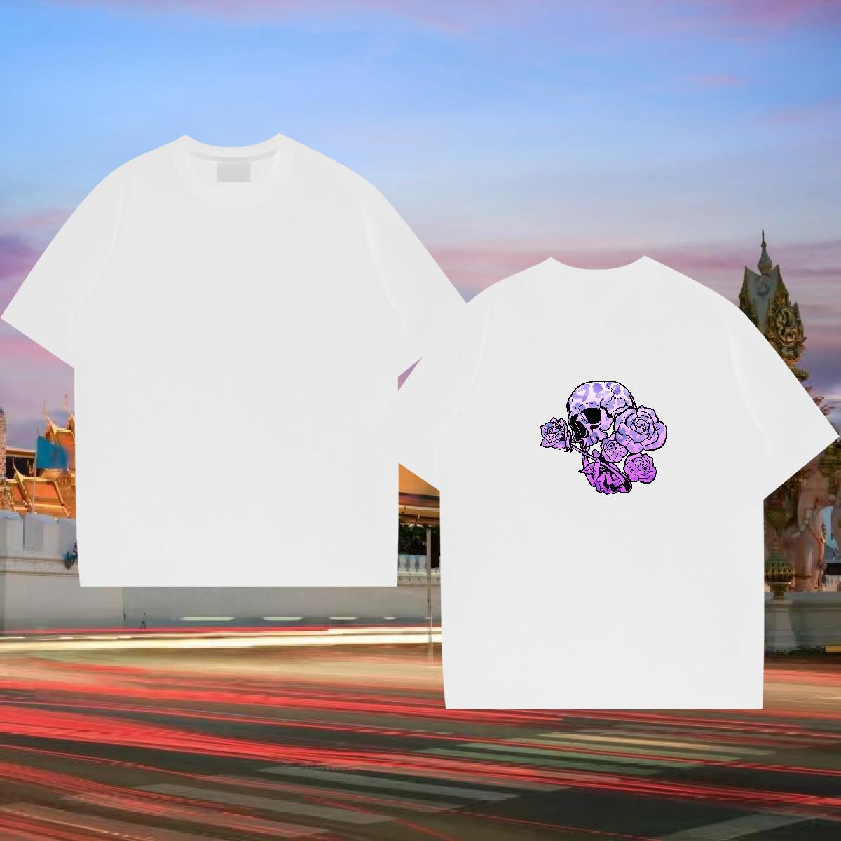 Custom T-Shirts skull Tops Tees 230g 100% Cotton Sports Casual Unisex DIY Crew Neck Breathable Men Tees