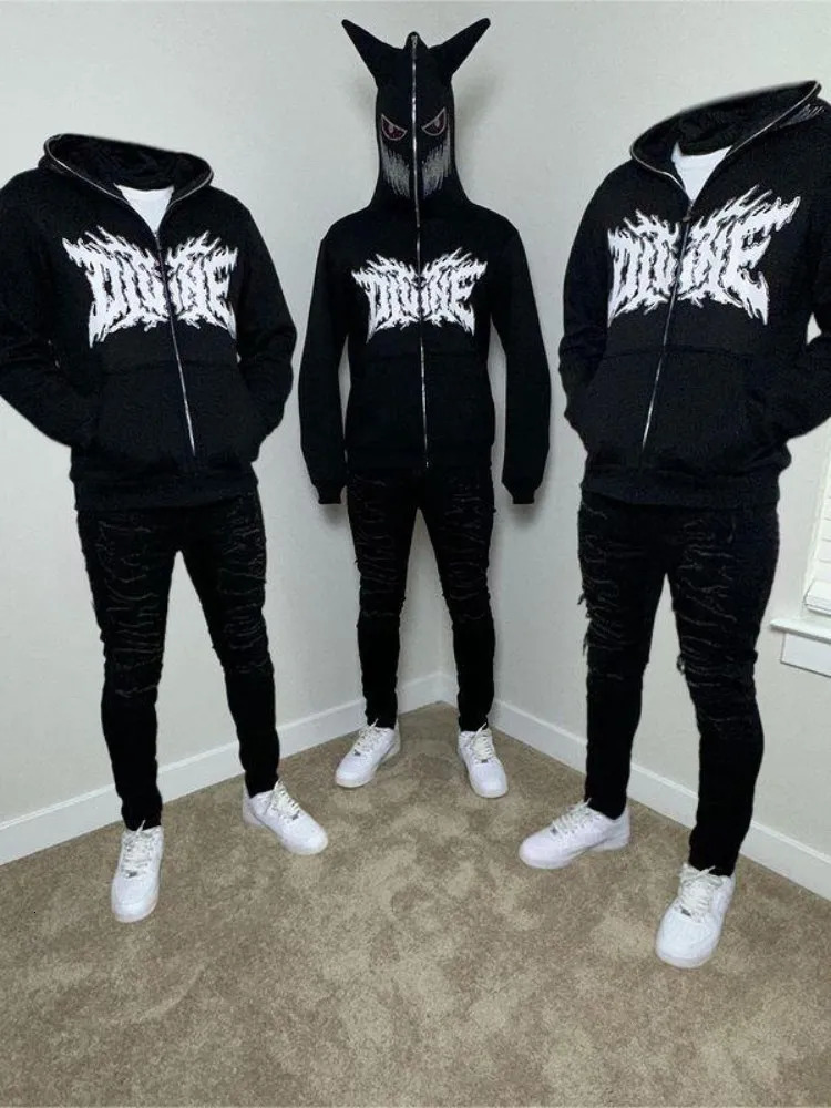 Aesthetic Y2K Streetwear Hoodie Women Men Rhinestone Skeleton Loose Sweatshirts Zip up Hoodie Goth Hoodies Jacket Hip-hop Grunge 240806