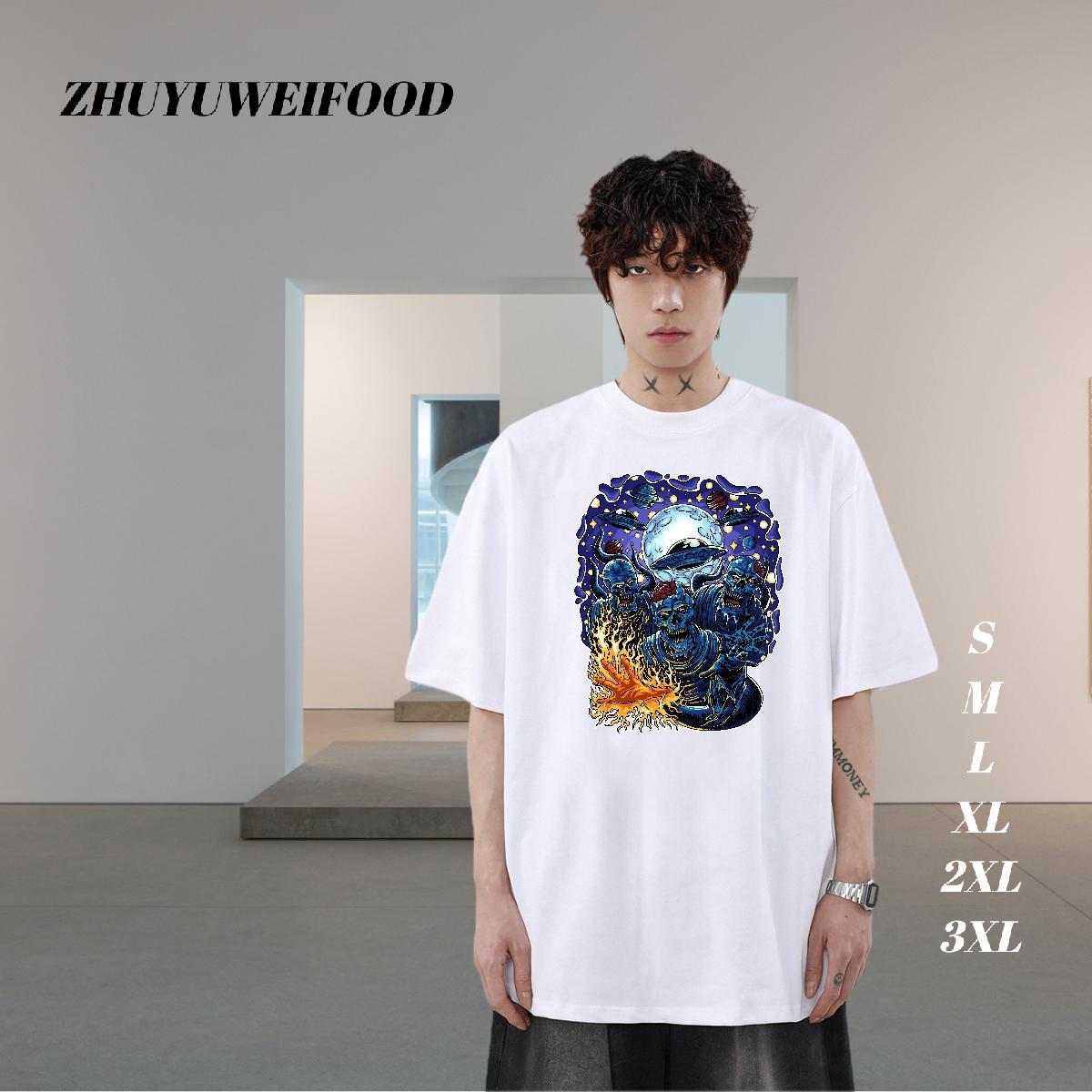 Classic Casual T shirt ET Tees 230g Pure Cotton Hip Hop Street High Quality Black White Breathable Men Clothes T-Shirt