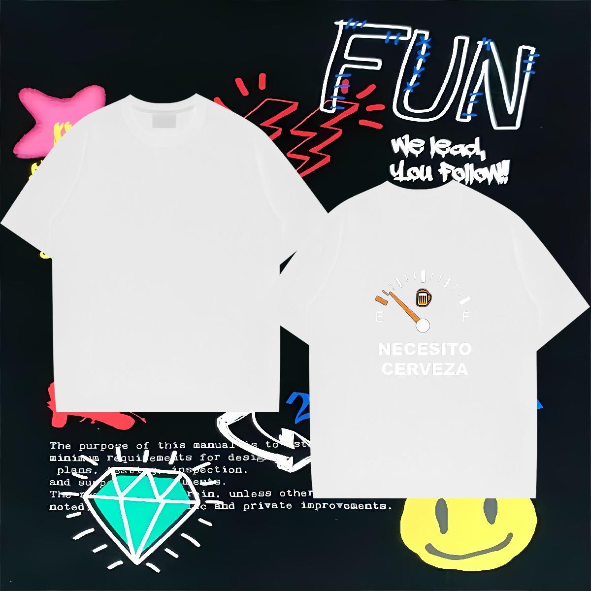 2024 DIY Men T Shirts letter Tshirts 230g Pure Cotton Outdoor TOP Quality Cartoon Printing L-4XL Breathable Short Sleeve Men Tees