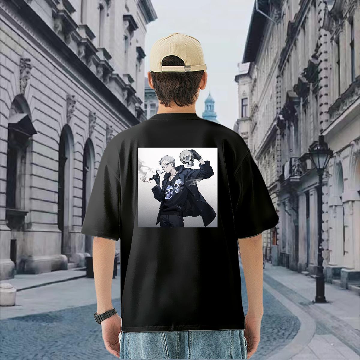 Casual New Mens T Shirts skull Clothes 230g Cotton Sports Casual Soft Custom Print Oversized O-Neck Short Sleeve Tshirt for Man Woman
