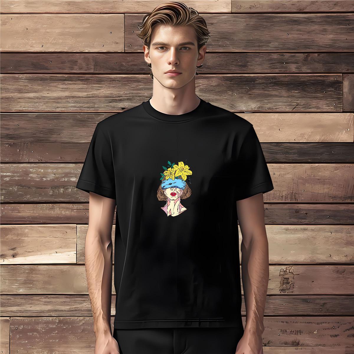 Fashion Designer T Shirt For Man portrait Tops Shirt 230g Cotton Summer Casual Comfortable Floral Print Pure Cotton Couples T Shirts