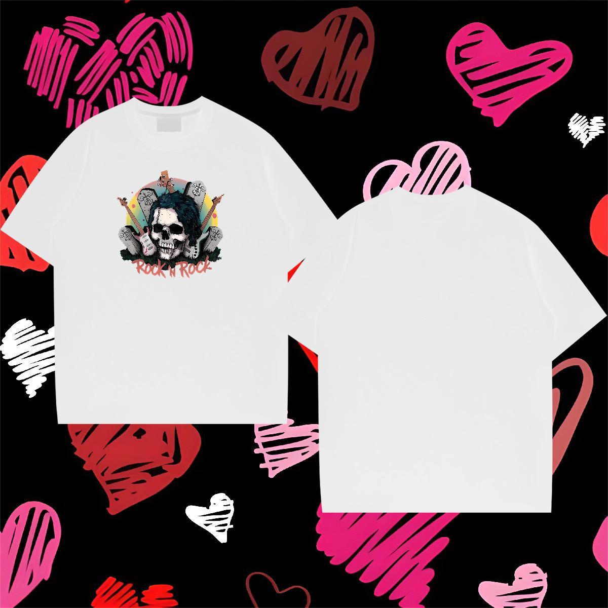 Custom T-Shirts for Men skull Tops Tees 230g Pure Cotton Outdoor Comfortable Skull Crew Neck Mens Tshirts