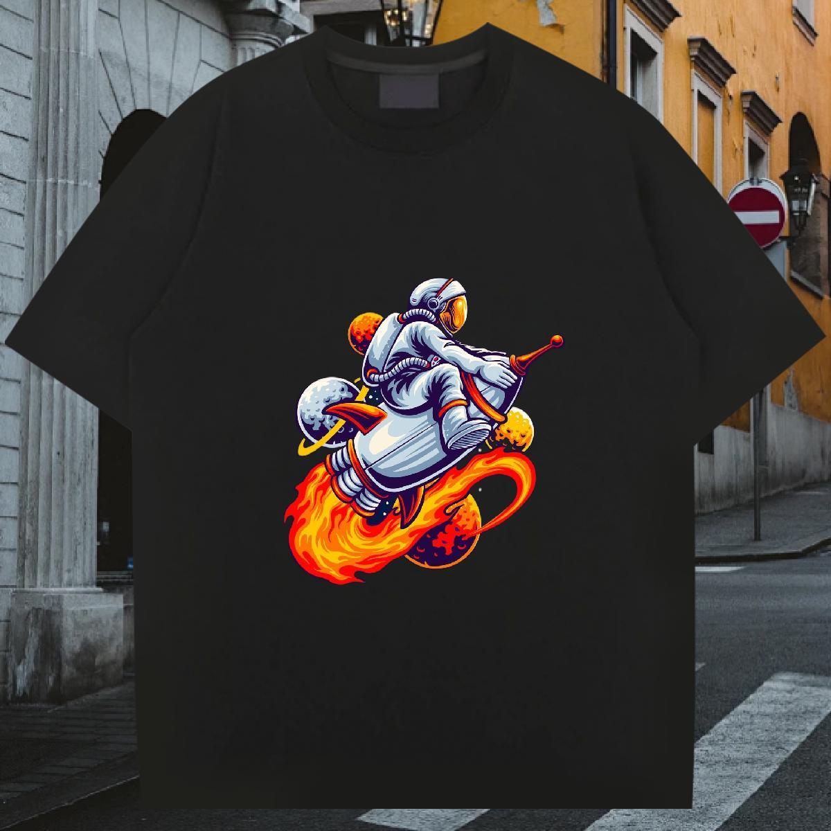 Custom T Shirts Men spaceman Tees 230g 100% Cotton Street Wear Wholesale Customized Breathable Crew Neck Mens Tshirts