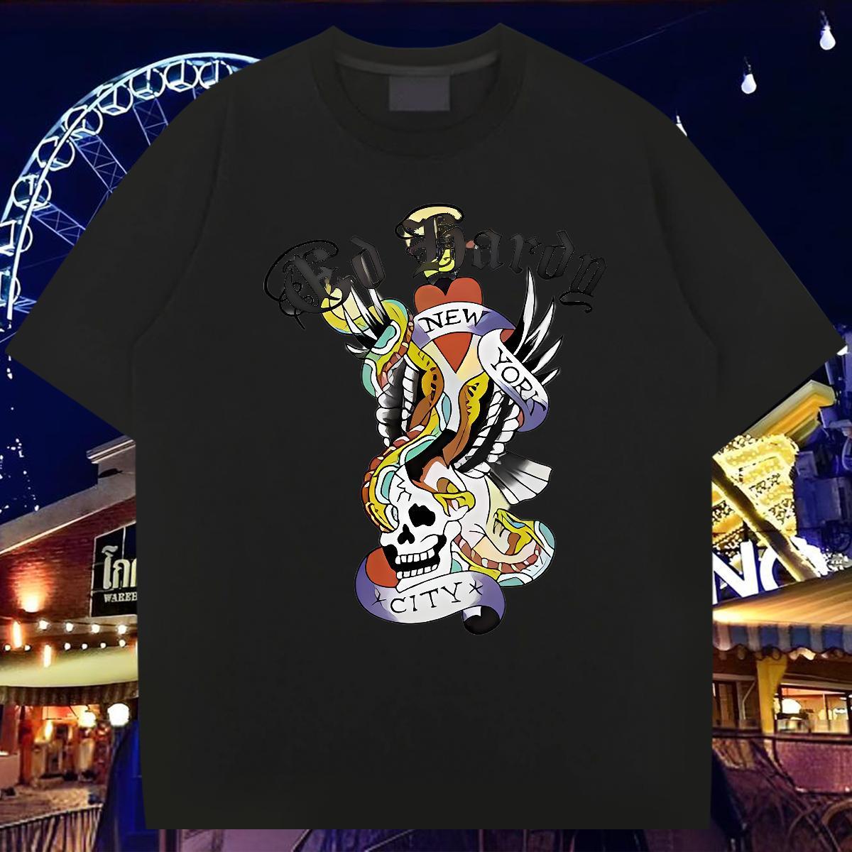 2024 Designer T-Shirts for Men skull Polos 100% Cotton 230g Street Cool White Plus Size Breathable Soft Mens Tshirts