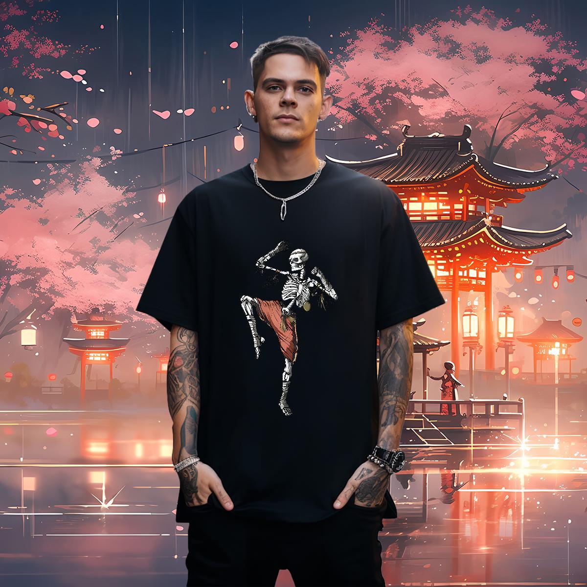 Custom T-Shirts for Men skull Tee Shirt 230g 100% Cotton Outdoor High Quality DIY Printed Short Sleeve O-Neck Tshirts