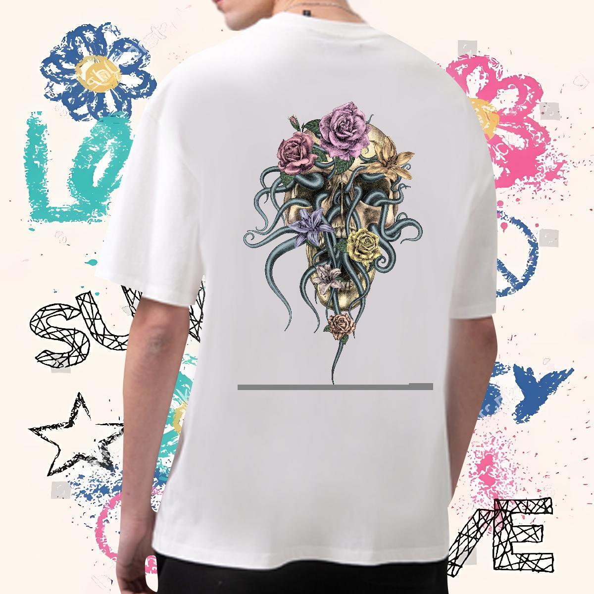 DIY Customized T Shirt For Man flower Tee Shirt 230g Pure Cotton Sports Casual TOP Quality DIY Logo Oversized Breathable Mens Tshirts