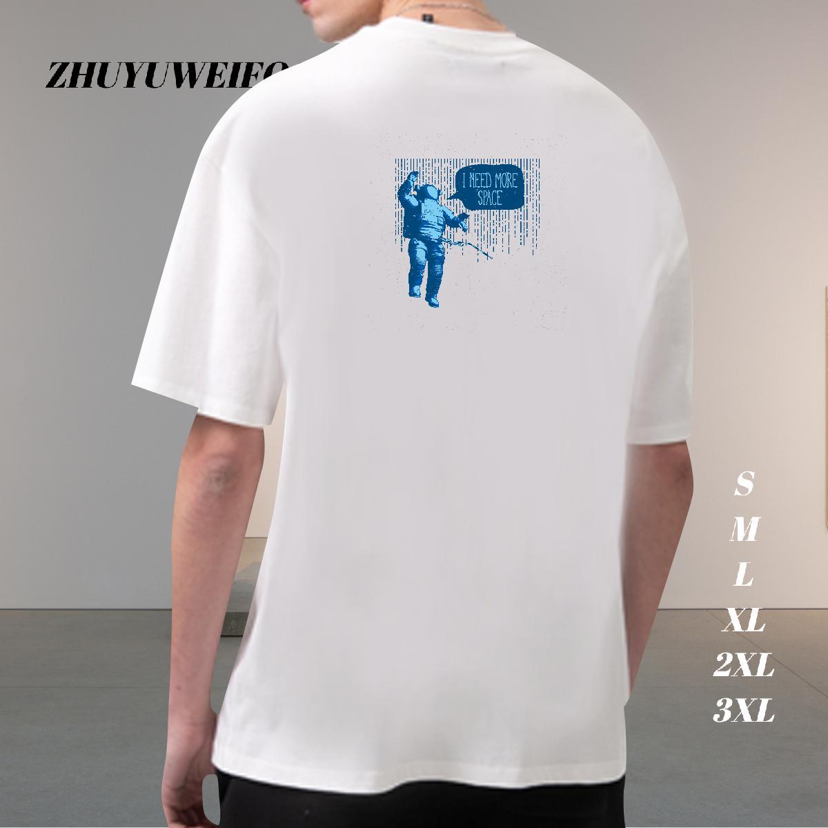 Classic Casual T shirt spaceman Tee Shirt 100% Cotton 230g Hip Hop Cool Anime Short Sleeve O-Neck Men Clothes T-Shirt