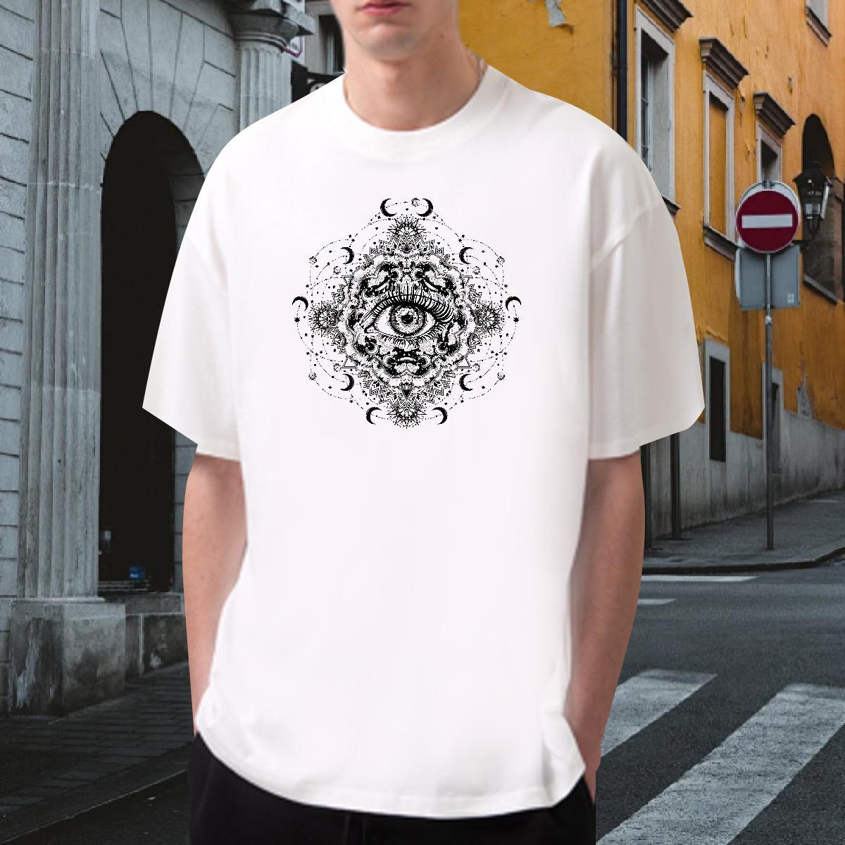 Classic T shirt eye of the devil Wear 230g 100% Cotton Anime Printing Street Loose Custom Anime Breathable Short Sleeve Tshirt for Man Woman