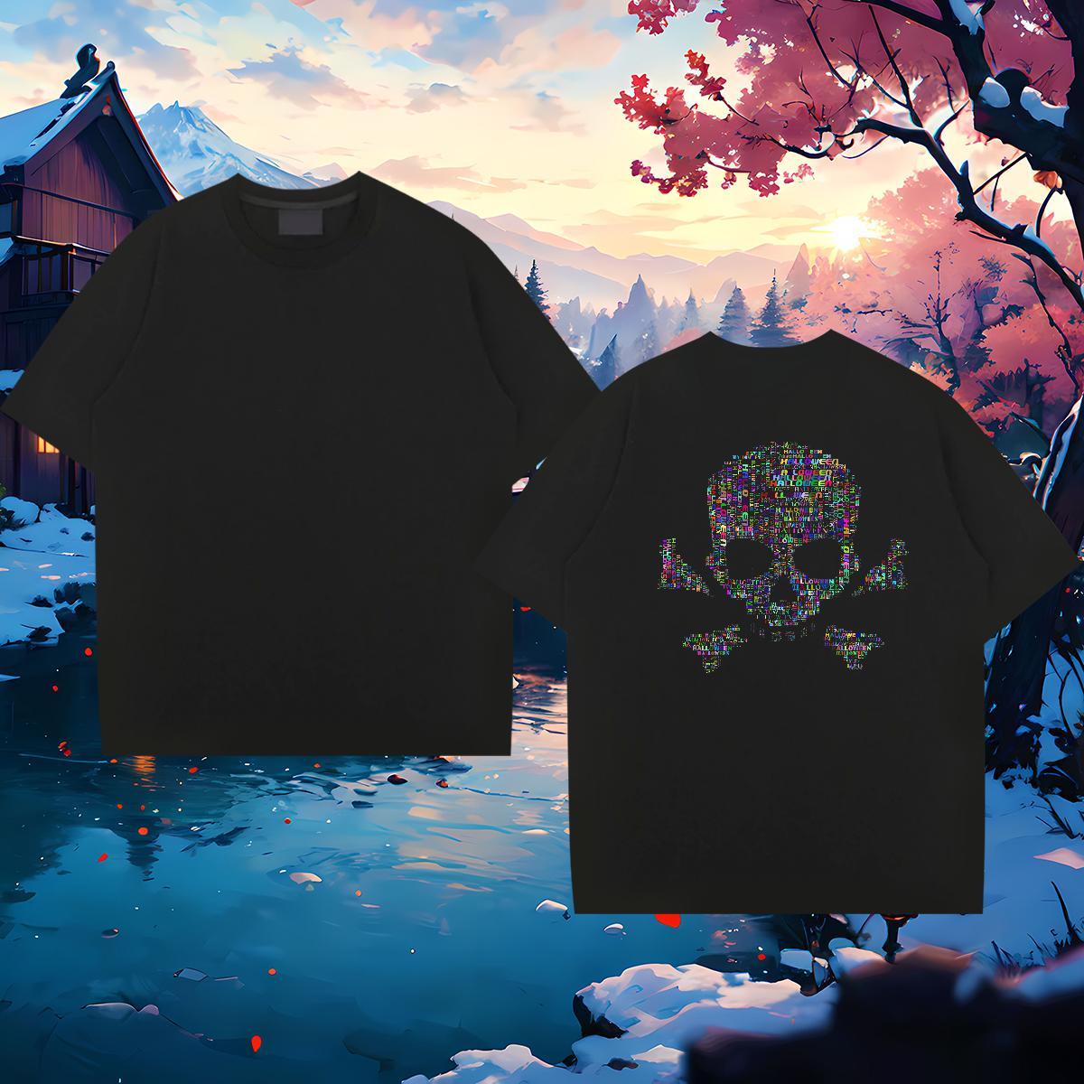 Fashion Designer T-Shirts skull Tops Tees 230g Cotton Home Outdoor TOP Quality Cartoon Print Breathable Soft Couples T Shirts