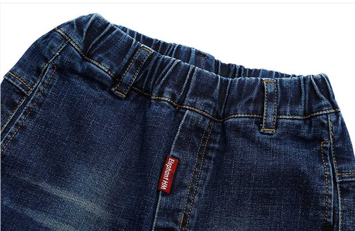 Jeans New Kids Jeans Young Boy Casual Trousers Baby Boys Cowboy Pant Children Denim Long Pants Elastic Waist Pants 4 6 8 10 11Years