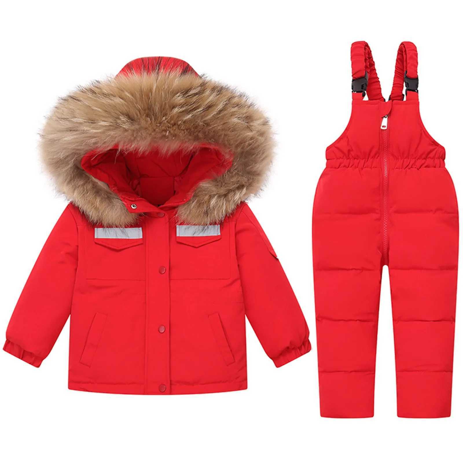 Snowwear Children Clothing 2 pcs Sets Baby Winter Warm Down Jackets Boys Thicken hooded Coat Jumpsuit Girl Clothes Kids Snowsuit Y240803