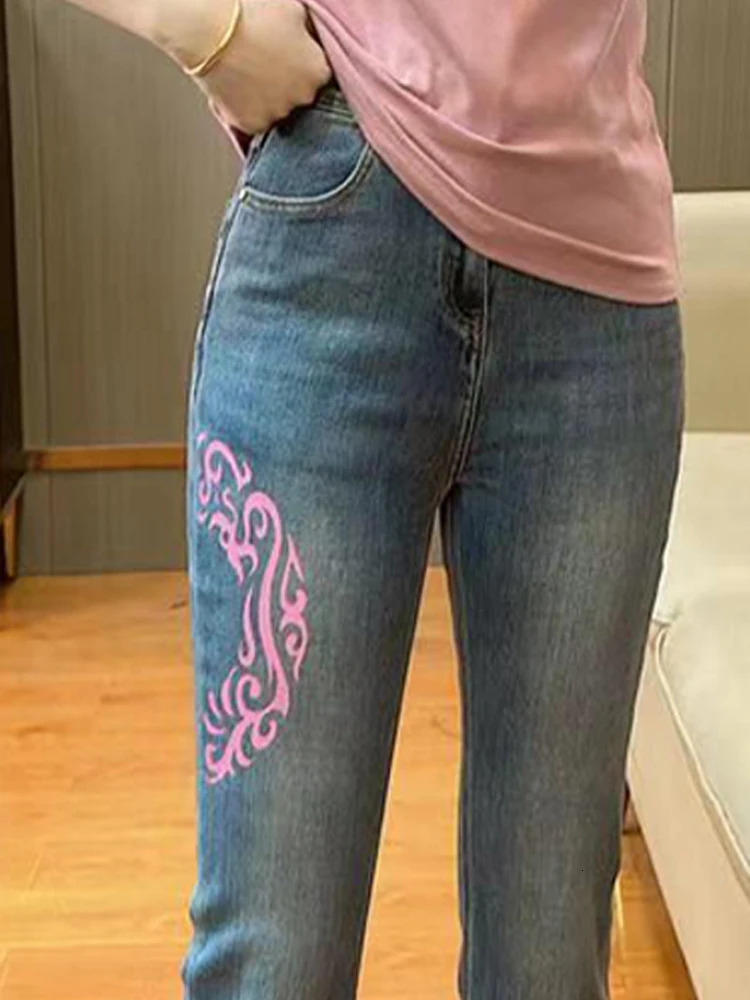 Women Harajuku Denim Flared Pants Jeans Bell Bottoms Trousers Y2k Streetwear 2000s Aesthetic Japanese Fashion 240807