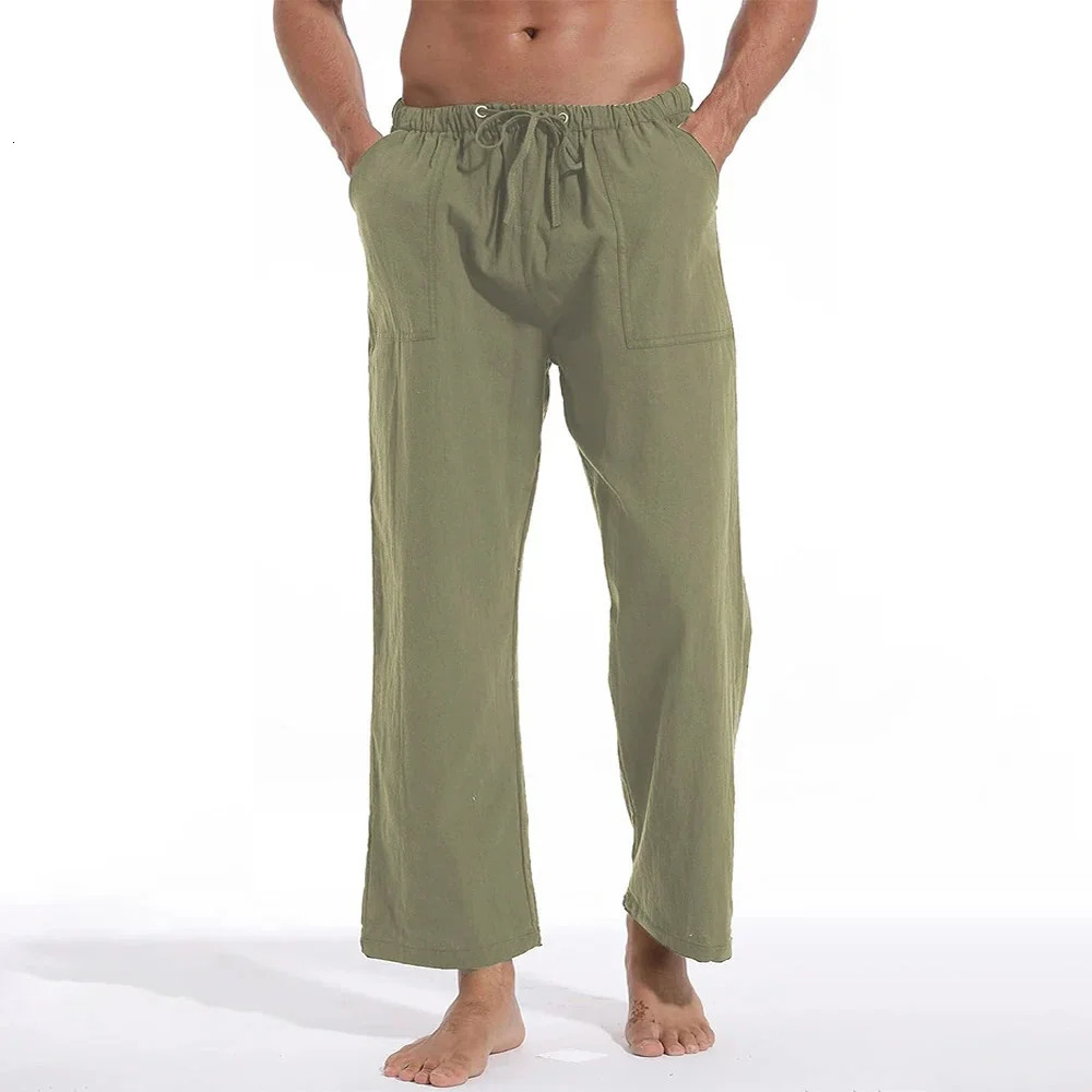 King Billion Large Size Pants Men Straight Cotton Linen Trousers Long Loose Casual Baggy Arrival 240806