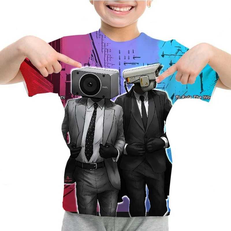 Skibidi Toilet Childrens T-shirt Fun Short Sleeve Baby Boy T-shirt Top Speaker Printed T-shirt Summer O-neck Childrens T-shirtW240718
