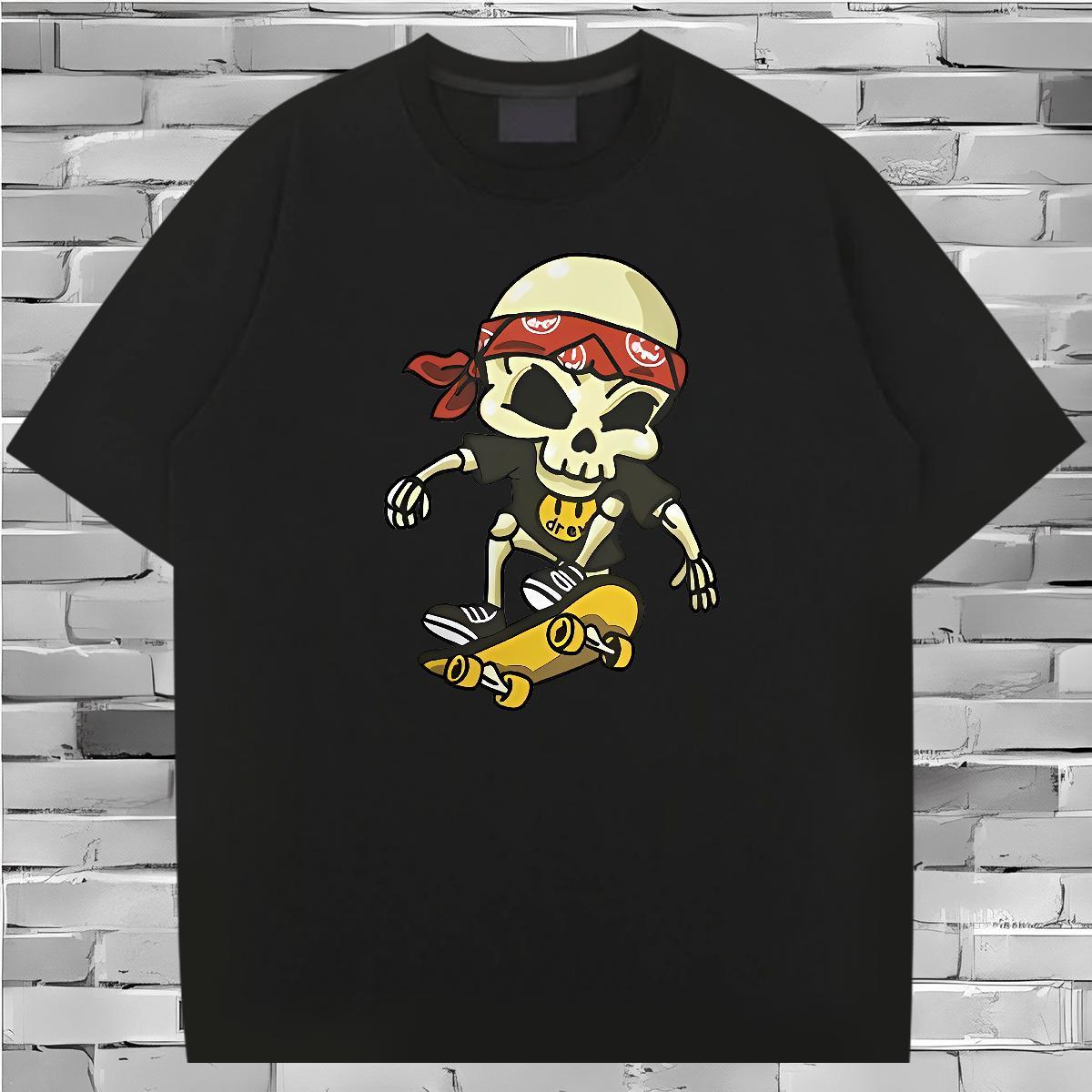 Customized Man T Shirts skull Tshirts 230g Cotton Hip Hop Street Classic Floral Print Breathable Men Tees