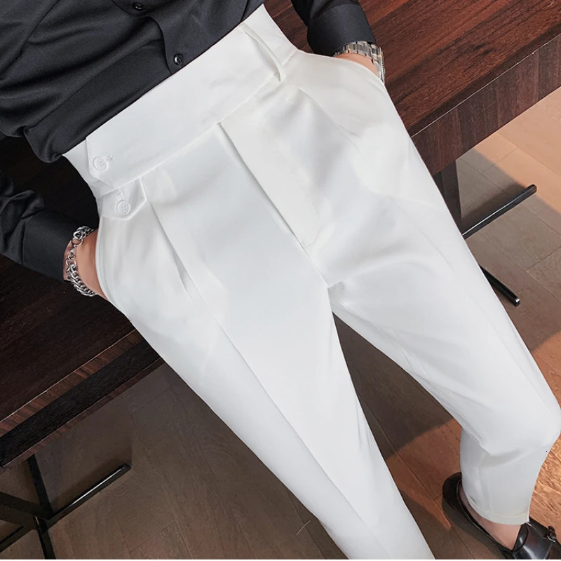 British Style Business Formal Social Suit Trousers Solid Men Slim Casual Korean Version Straight Pants Wedding Party Dress 240806