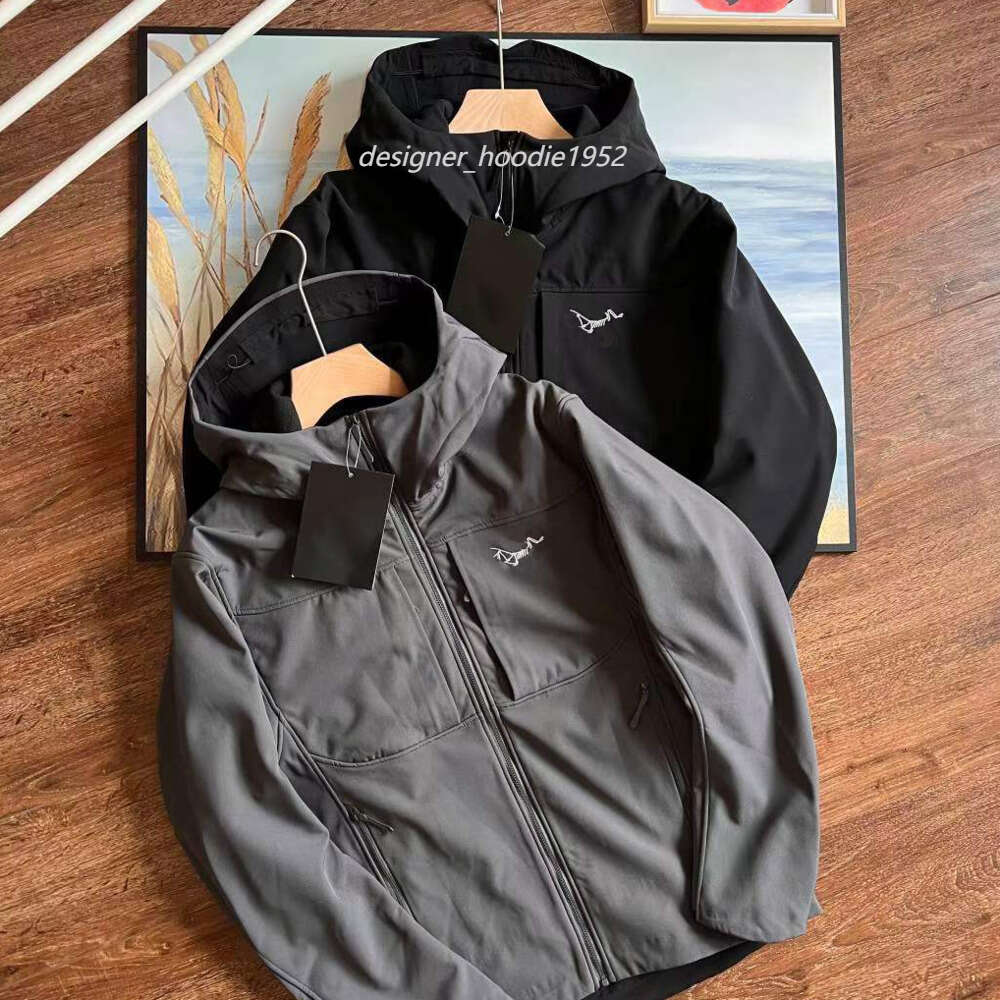 Arc embroidery mens designer jacket tech fleece hoodie outdoor sports windproof puffer jackets men waterproof hooded cardigan coat lightweight sw