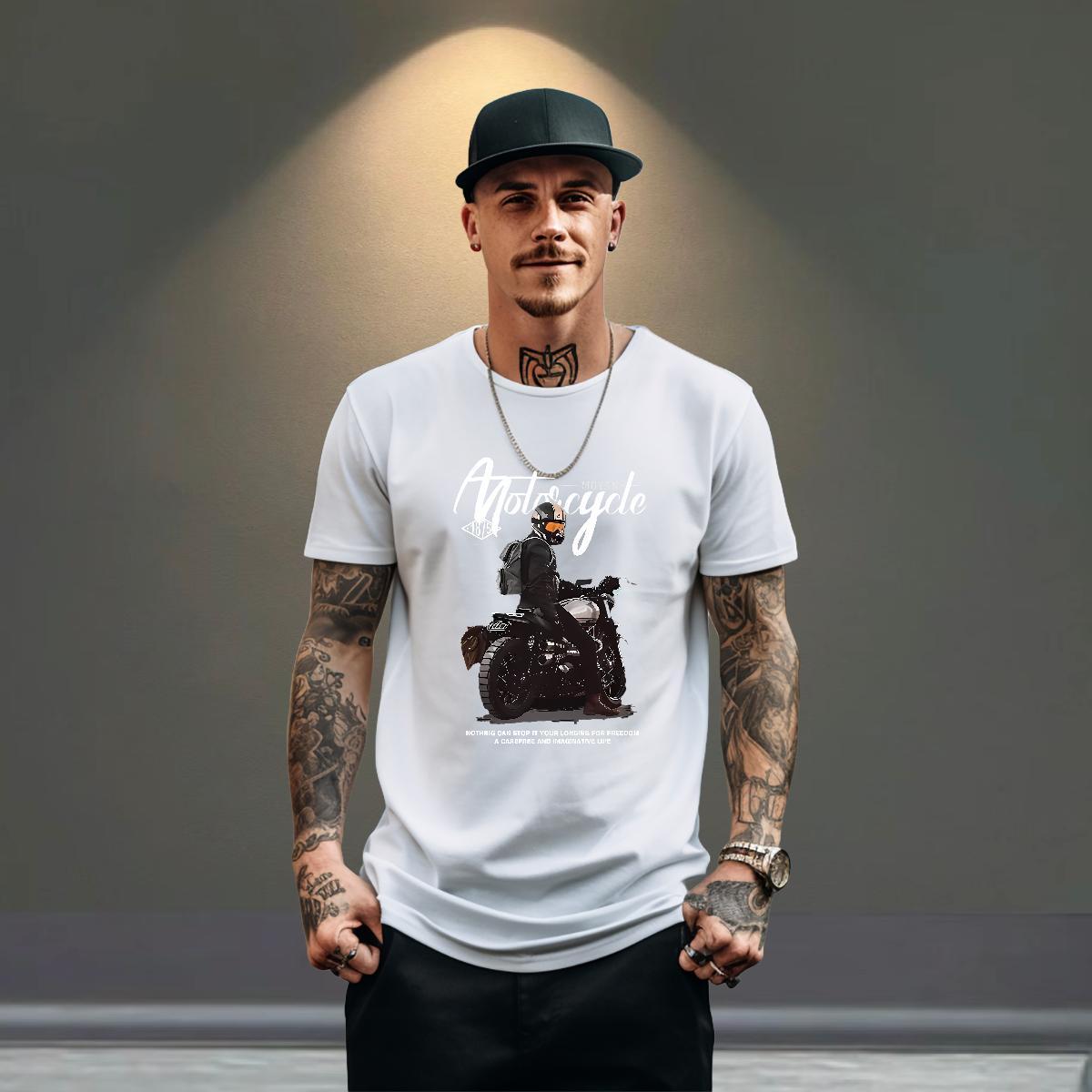 Factory Direct Mens T Shirts Motorcycle Polos 230g Pure Cotton Casual Loose Anime Print O Neck Short Sleeves Tshirts