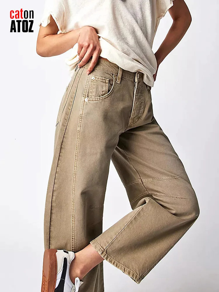 Womens Barrel Jeans Fashion Khaki Relaxed Harem Denim Slouchy Pants Female Casual White Black Cropped Baggy Jeans 3094 240807