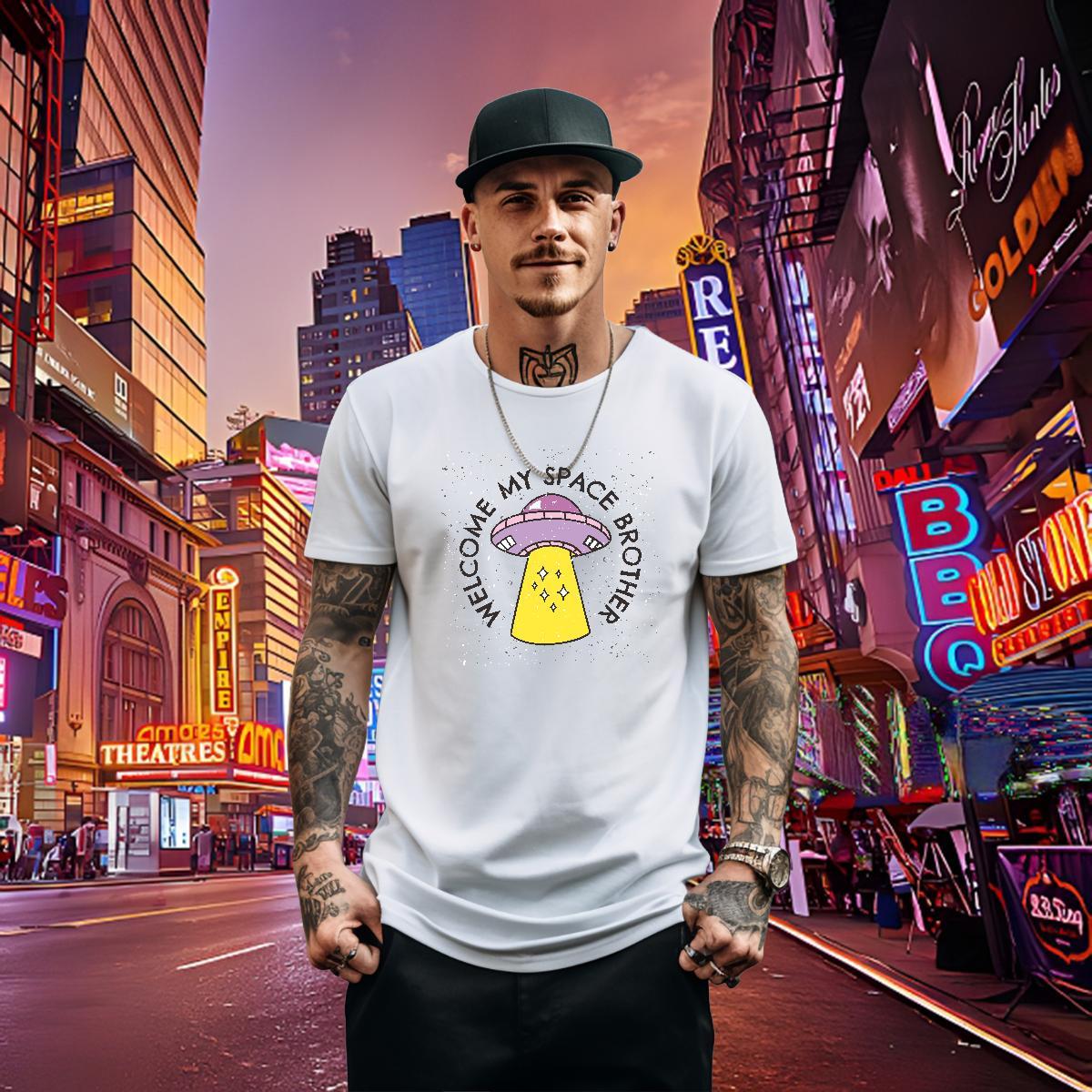 2024 Summer T shirt UFO Tshirts 230g 100% Cotton Daily Wear Unisex Oversized 4XL Breathable Crew Neck Men Tshirts