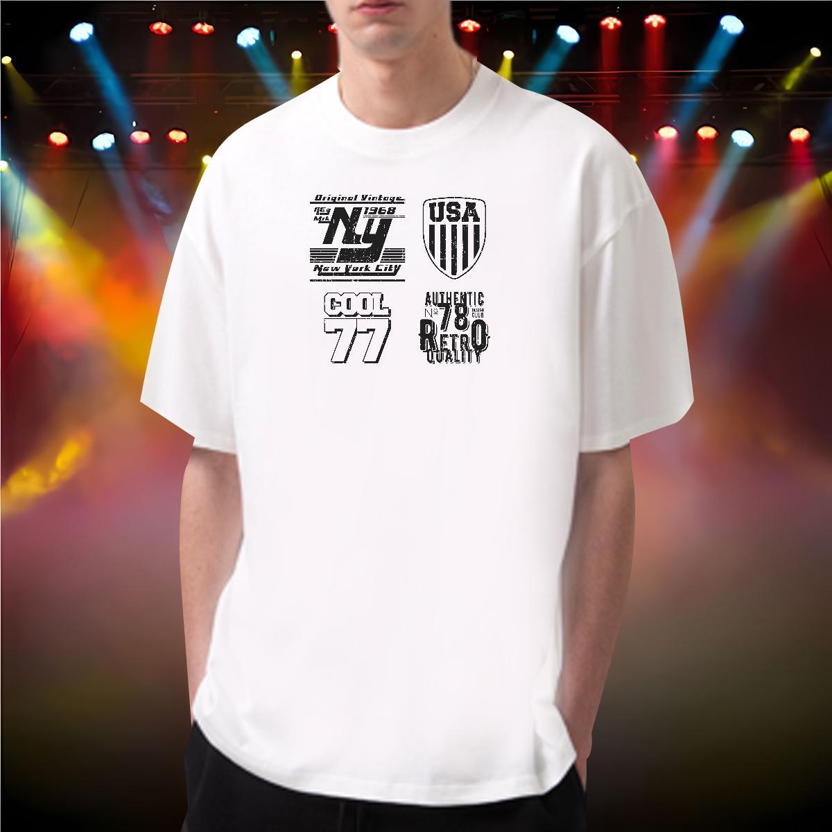 Classic Casual T Shirt For Man letter Tee Shirt 230g 100% Cotton Street wear Hip Hop Brand White Plus Size Breathable Soft Men Tops Tees