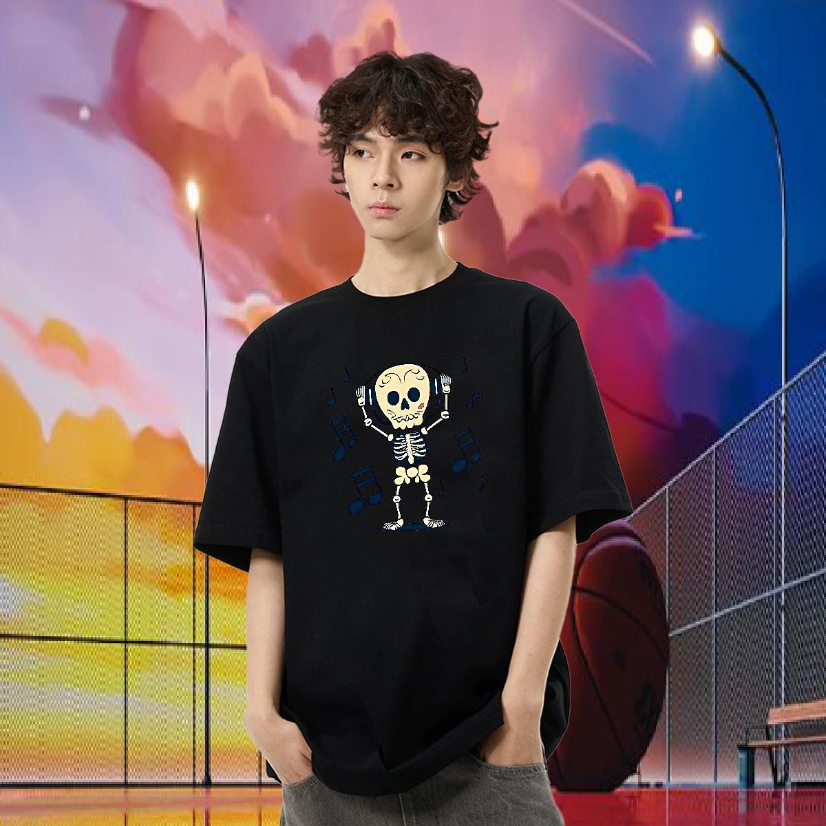 Designer T shirt music Tops 230g Pure Cotton High Street Hip Hop Cool Design Floral Print Breathable Crew Neck Men Tshirts