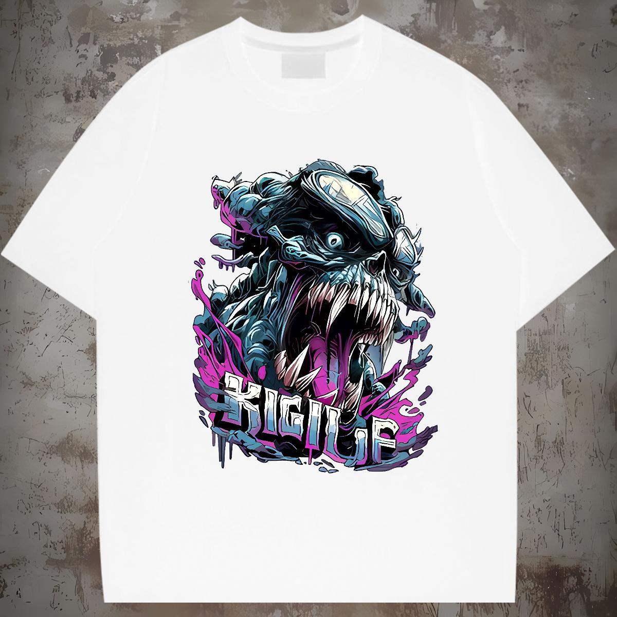 New Designer T Shirts Men skull Clothes 230g Pure Cotton Home Outdoor High Quality Custom Big Size O-Neck Short Sleeve Couples T Shirts