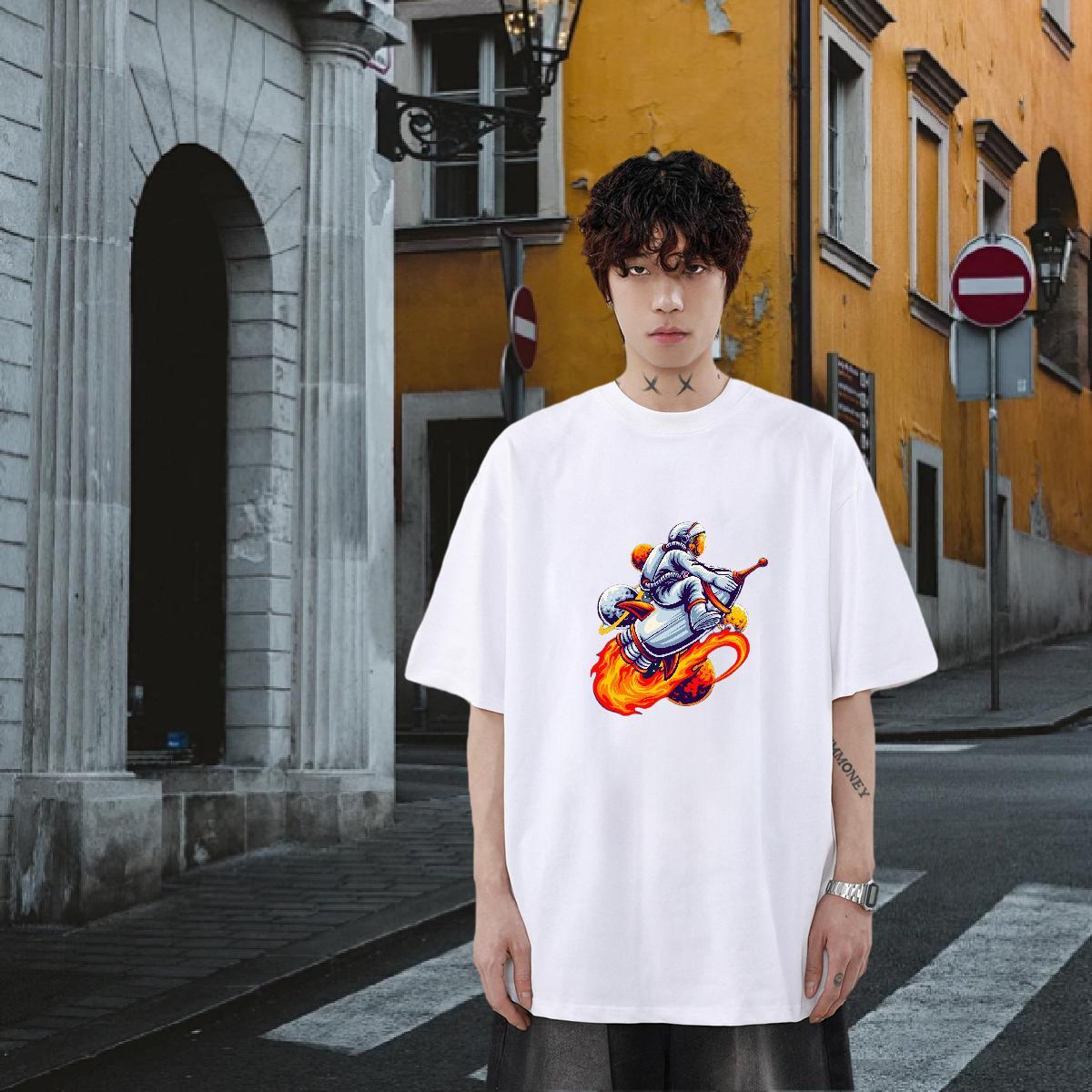 Custom T Shirts Men spaceman Tees 230g 100% Cotton Street Wear Wholesale Customized Breathable Crew Neck Mens Tshirts