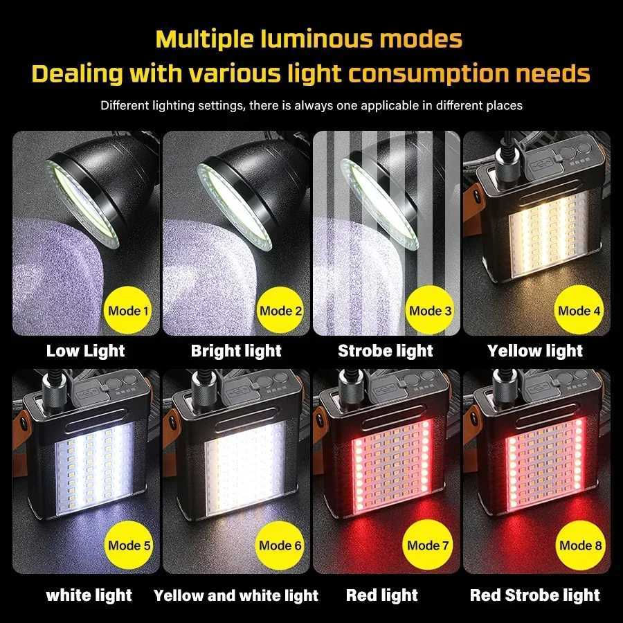 Powerful LED Headlamp 40W Split Headlight Mining Lamp P50 Head Flashlight Rechargeable Waterproof Fishing Camping HeadTorchCL240807