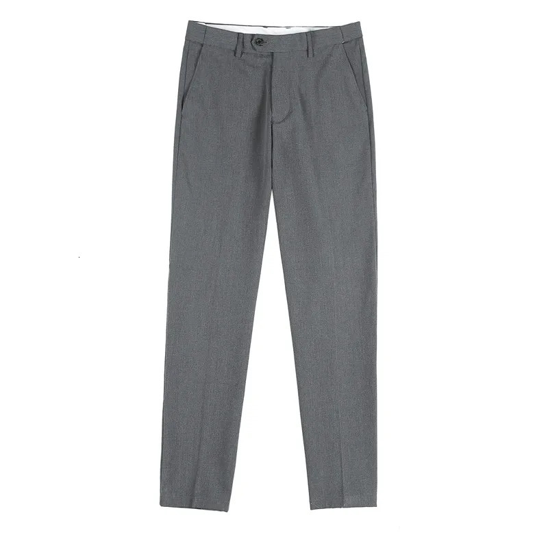 Men Noniron fabric Slim Straight Black Casual Suit Pants Male Business pants Blue Grey Thin Formal Trousers 240806