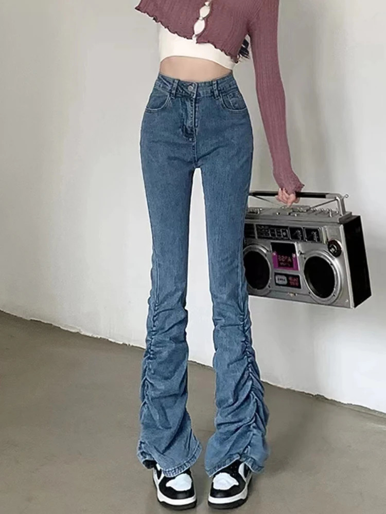Gyaru Basic Bell Bottoms Low Waist Slim Comfortable Flare Jeans Women Fashion Solid Color Denim Pant Trousers Y2K American Retro 240807