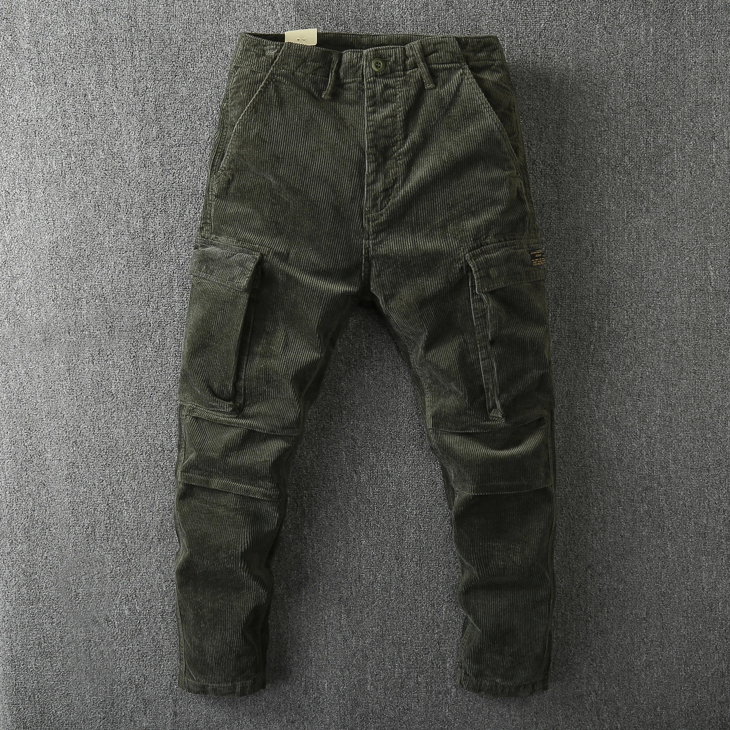 366# Winter American Retro Heavyweight Corduroy Cargo Pants Mens Fashion Washed Mutipocket Loose Casual Straight Trousers 240806