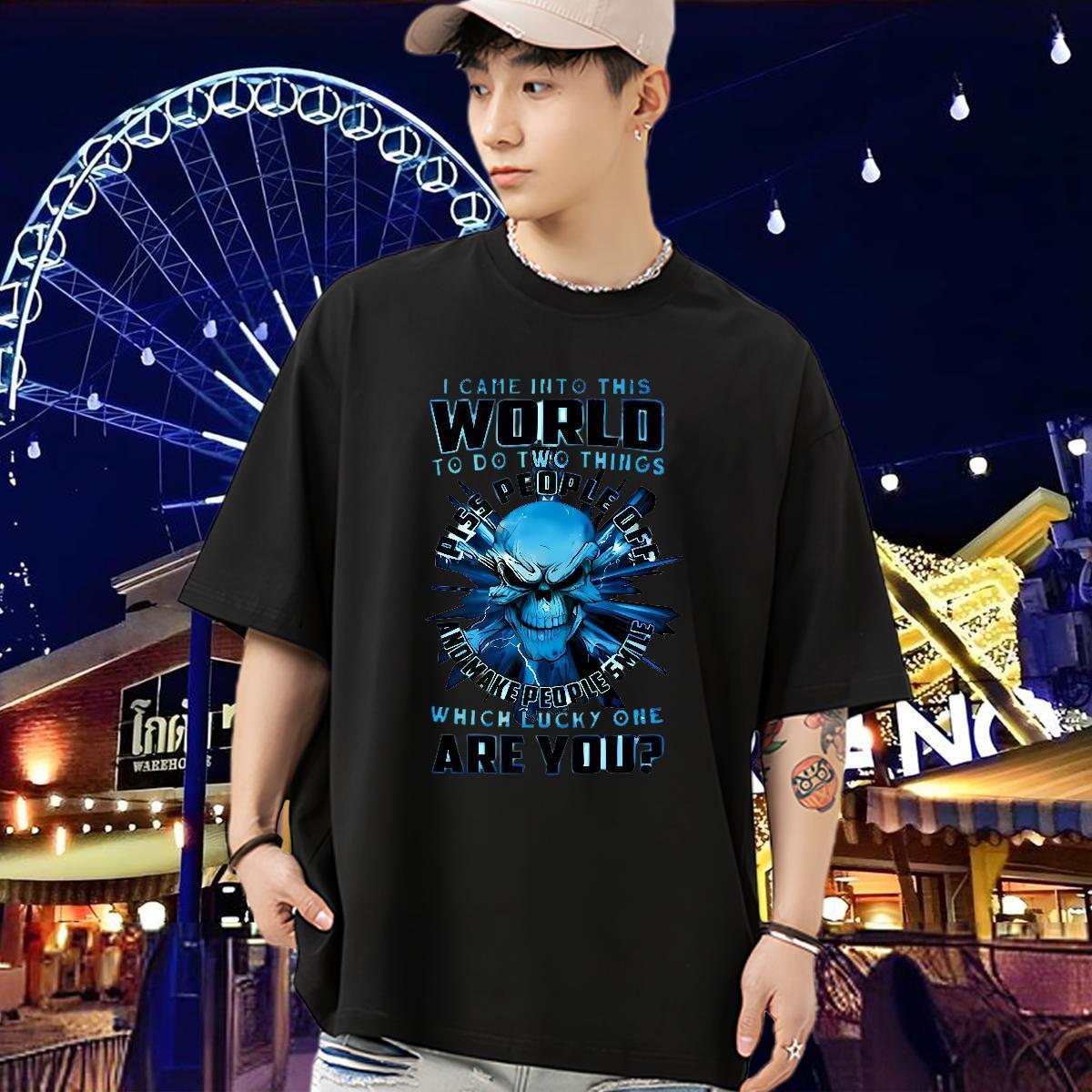 Fashion Casual T Shirt For Man letter Polos 230g 100% Cotton Home Outdoor Cool Design Customized Print Short Sleeve O-Neck Men Clothes T-Shirt