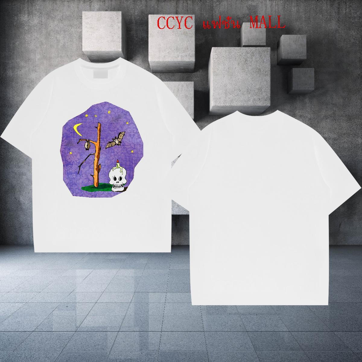 New Mens T Shirts skull Tshirts 230g Pure Cotton Casual Brand Anime Print Breathable Crew Neck Men Clothes T-Shirt