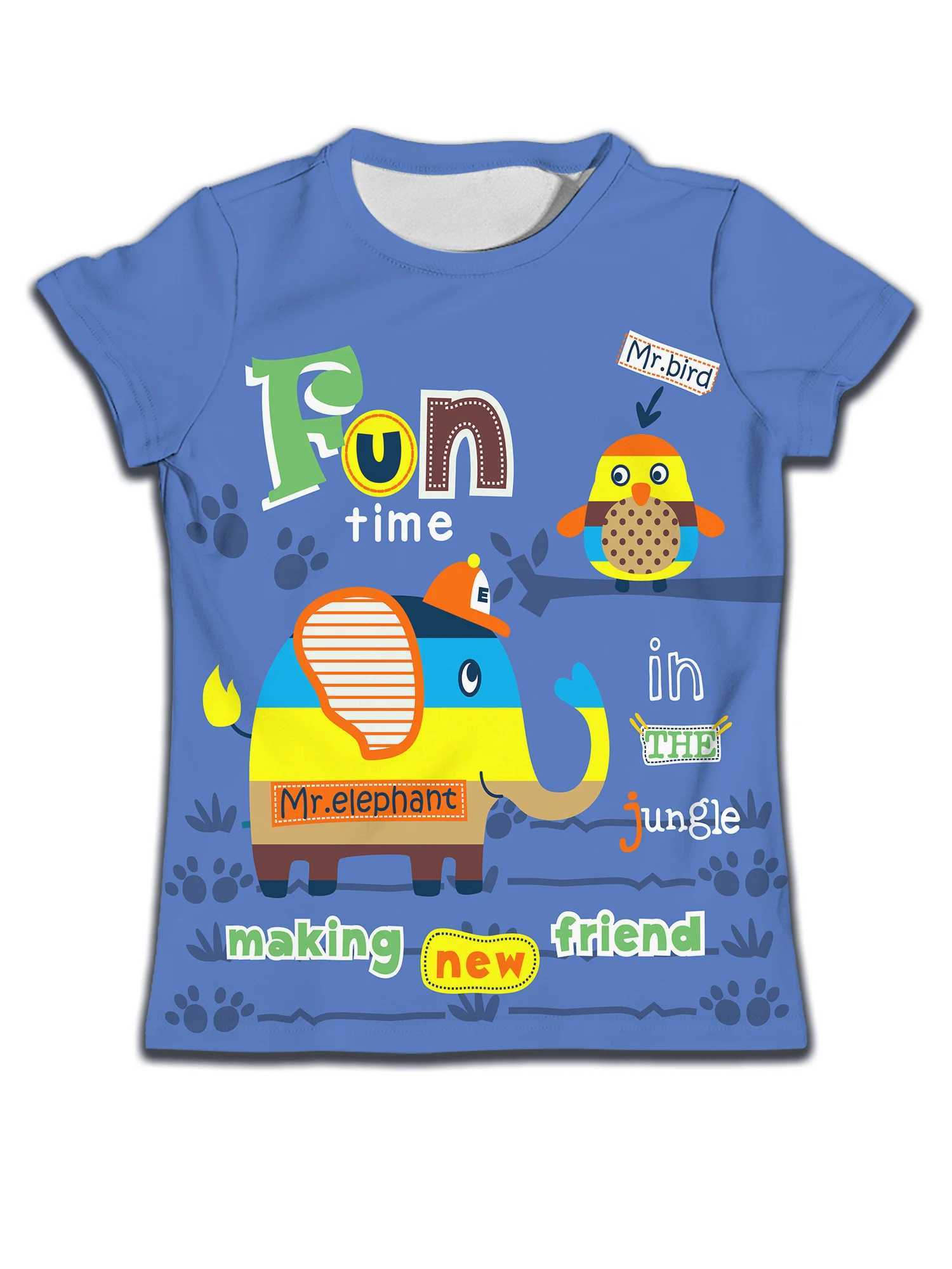 Clothing childrens girls T-shirts childrens printed short sleeved T-shirts cartoons childrens clothing boys clothing boys topsW240718