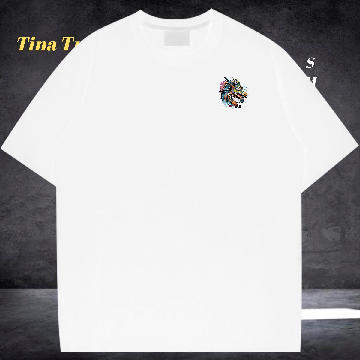 2024 DIY Mens T Shirts Colorful Dragon Head Tops Tees 230g Pure Cotton Hip Hop Street Designer Custom Anime Crew Neck Mens Tshirts