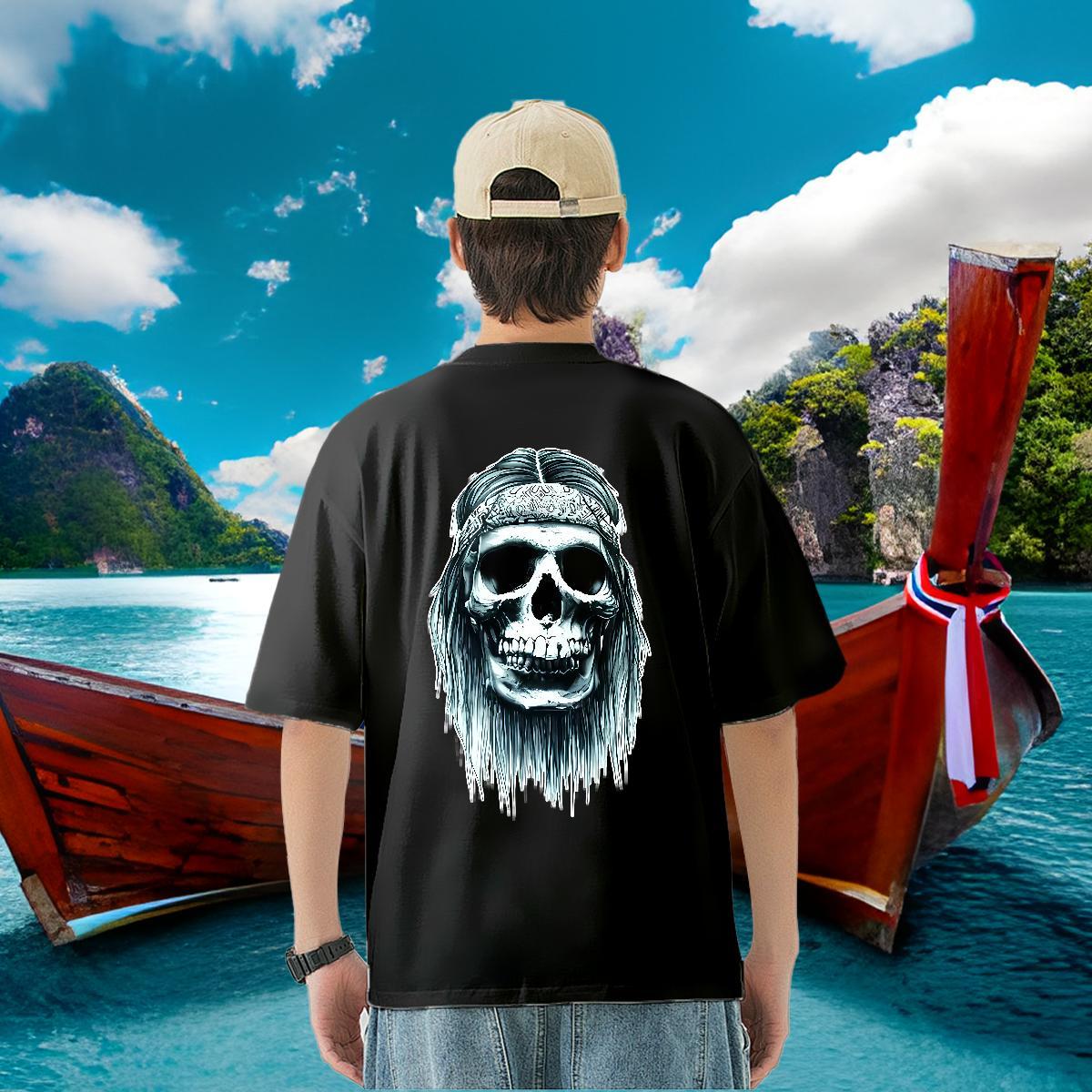 Brand T-Shirts for Men skull Tees 230g Pure Cotton Sports Casual Soft Anime Short Sleeve Soft Men Tops Tees