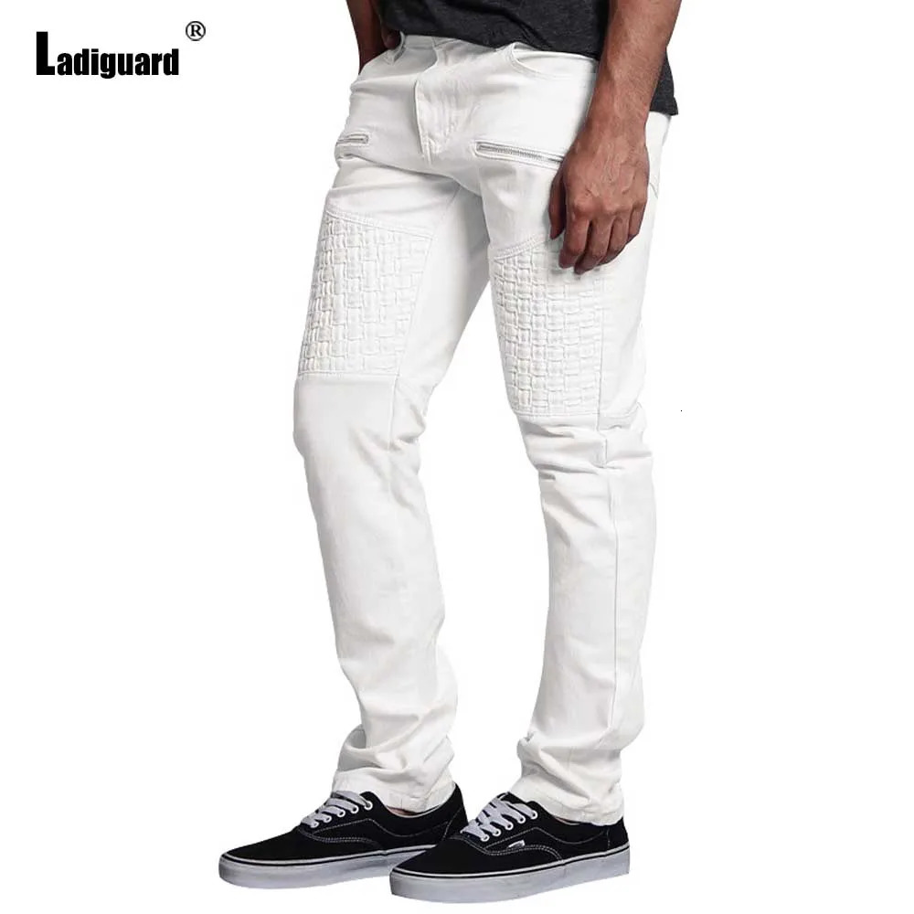 Ladiguard Mens Casual Stand Pocket Pants Solid Blue Cargo Trouser Men Streetwear Plus Size Fashion Pleated Sweatpants 240806