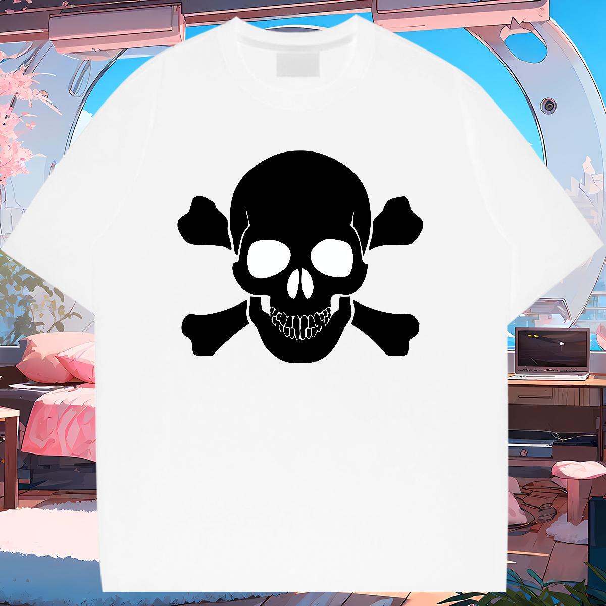 DIY Customized T shirt skull Top Tees 230g Cotton Home Outdoor Soft Oversized Short Sleeve O-Neck Men Clothes T-Shirt
