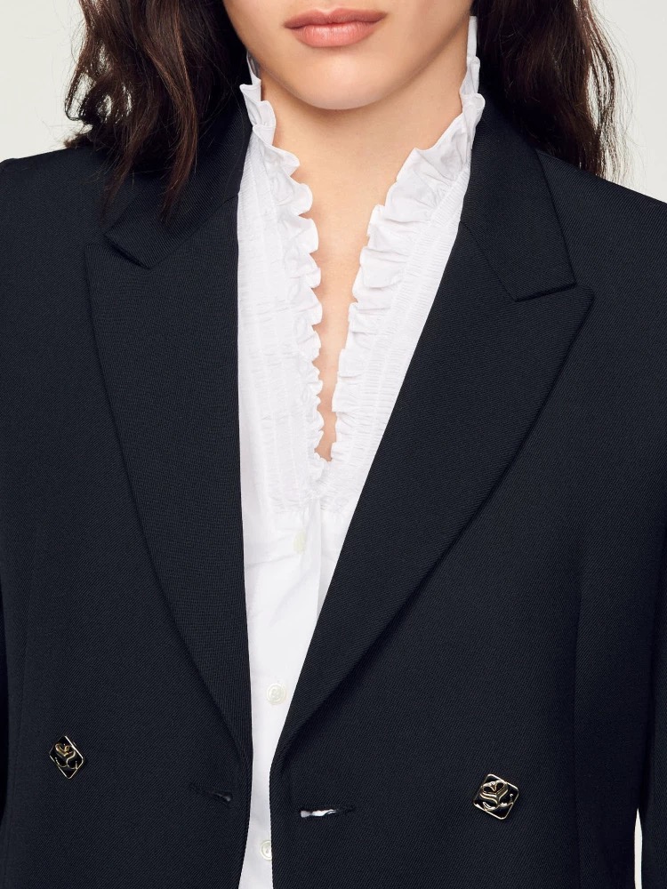 Sandra double-breasted temperament Joker black suit jacket