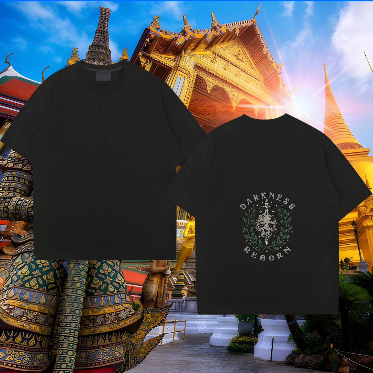 Free Shipping T-Shirts skull Tops 230g Pure Cotton Outdoor Loose Oversized 4XL O Neck Short Sleeves Tshirt for Man Woman