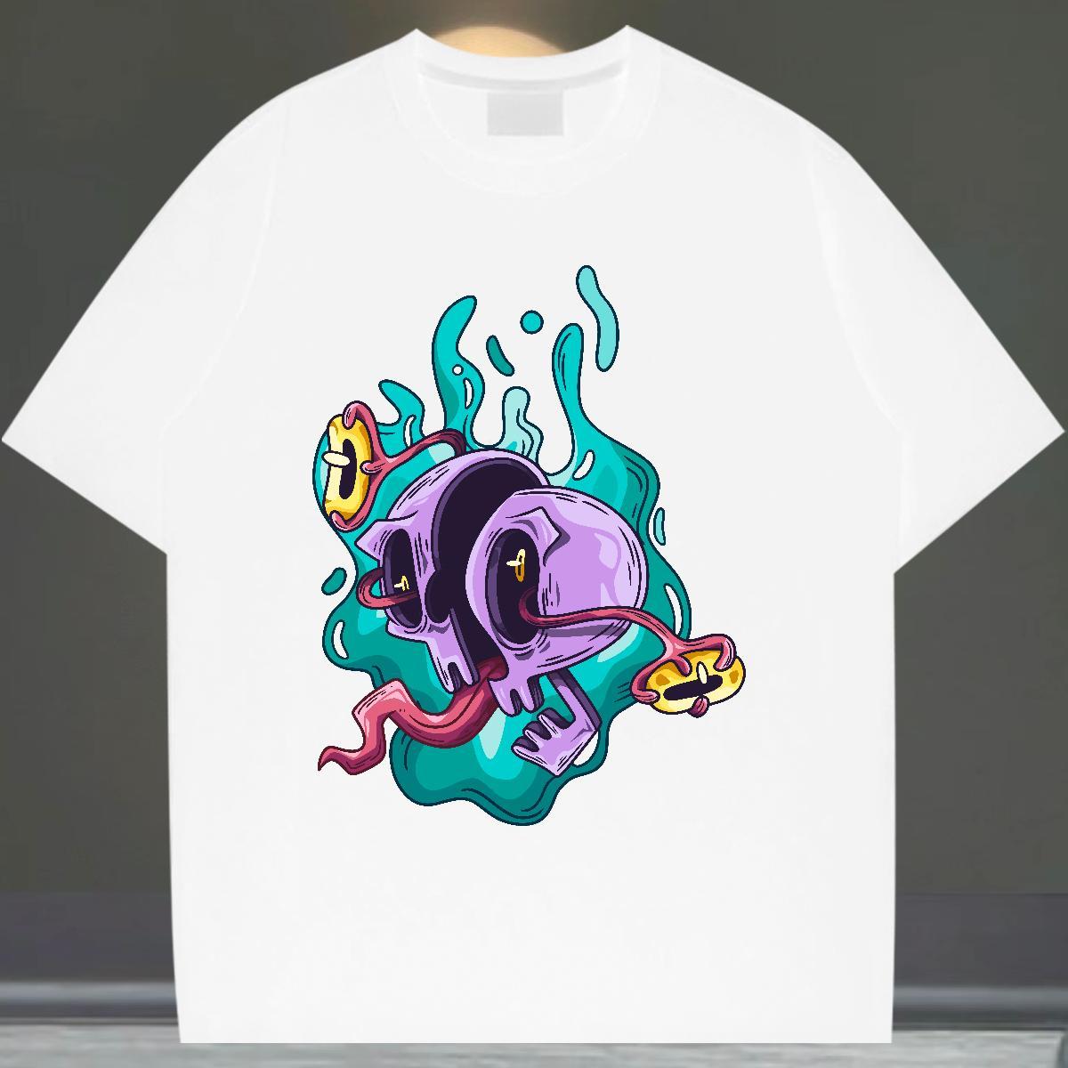 Fashion Designer T-Shirts for Men skull Tees 230g 100% Cotton Casual Daily Wear Unisex Custom Print Oversized Breathable Short Sleeve Couples T Shirts