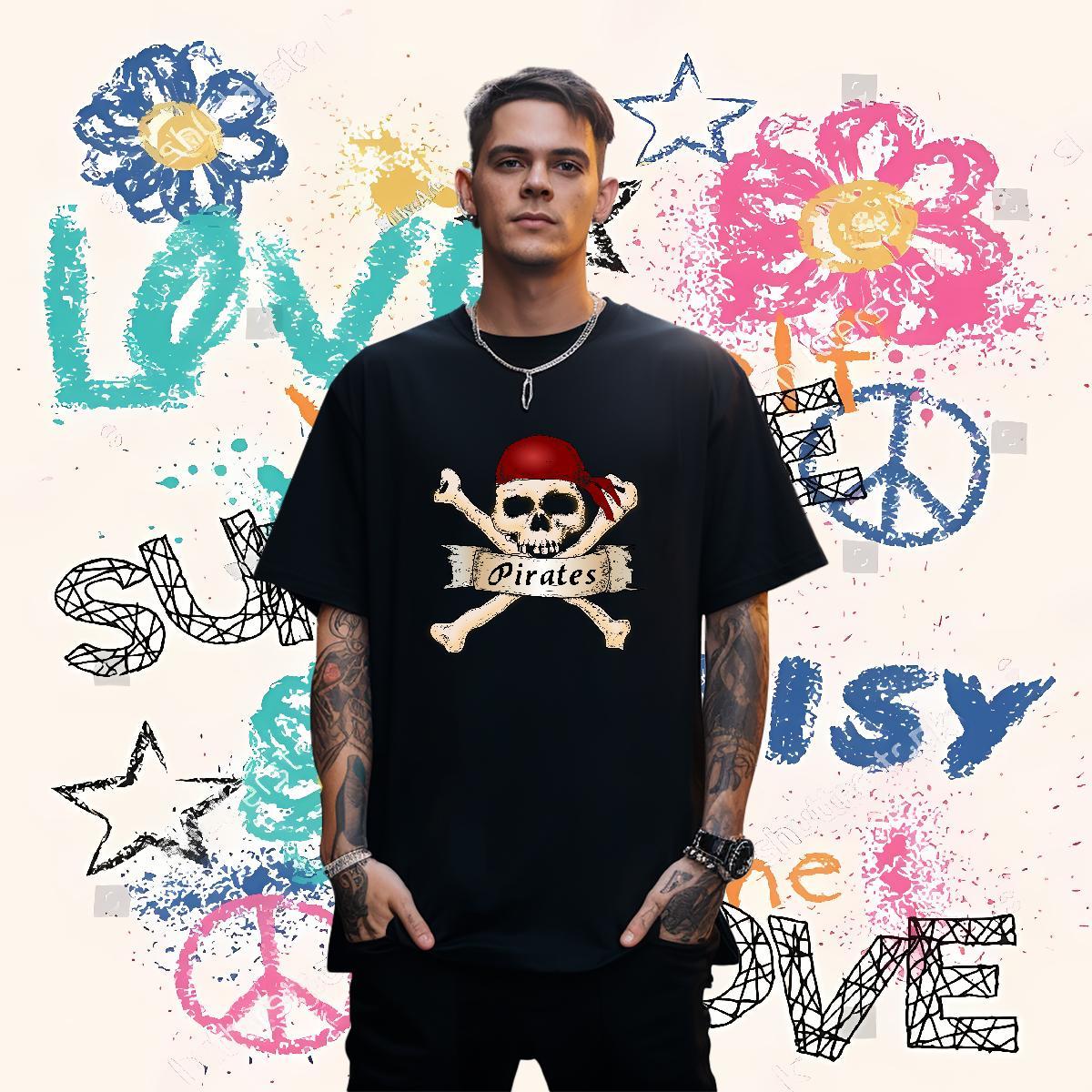 Fashion Casual Man T Shirts skull Wear 230g Cotton Street Wear Free Shipping DIY Breathable Short Sleeve Tshirt for Man Woman