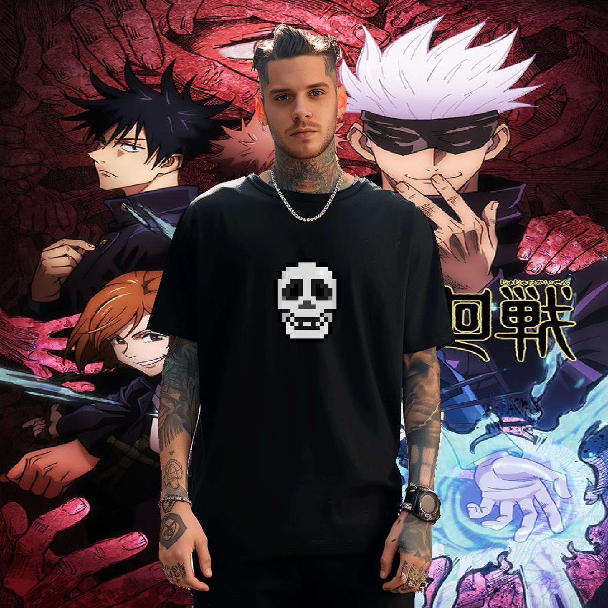 Factory Direct Mens T Shirts skull Tees 230g Cotton Casual Daily Wear TOP Quality Cartoon Printing L-4XL Breathable Crew Neck Tshirts