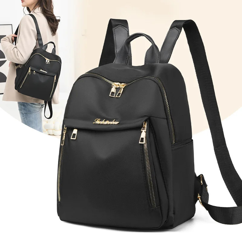 Simple Pu black large capacity backpack womens travel bag solid Harajuku student unisex 240807