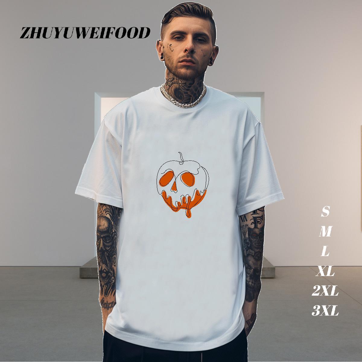 2024 Summer T-Shirts skull Tops 230g Pure Cotton Beach Wholesale Skull Short Sleeve O-Neck Mens Tshirts